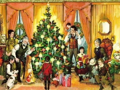Family by a Christmas Tree